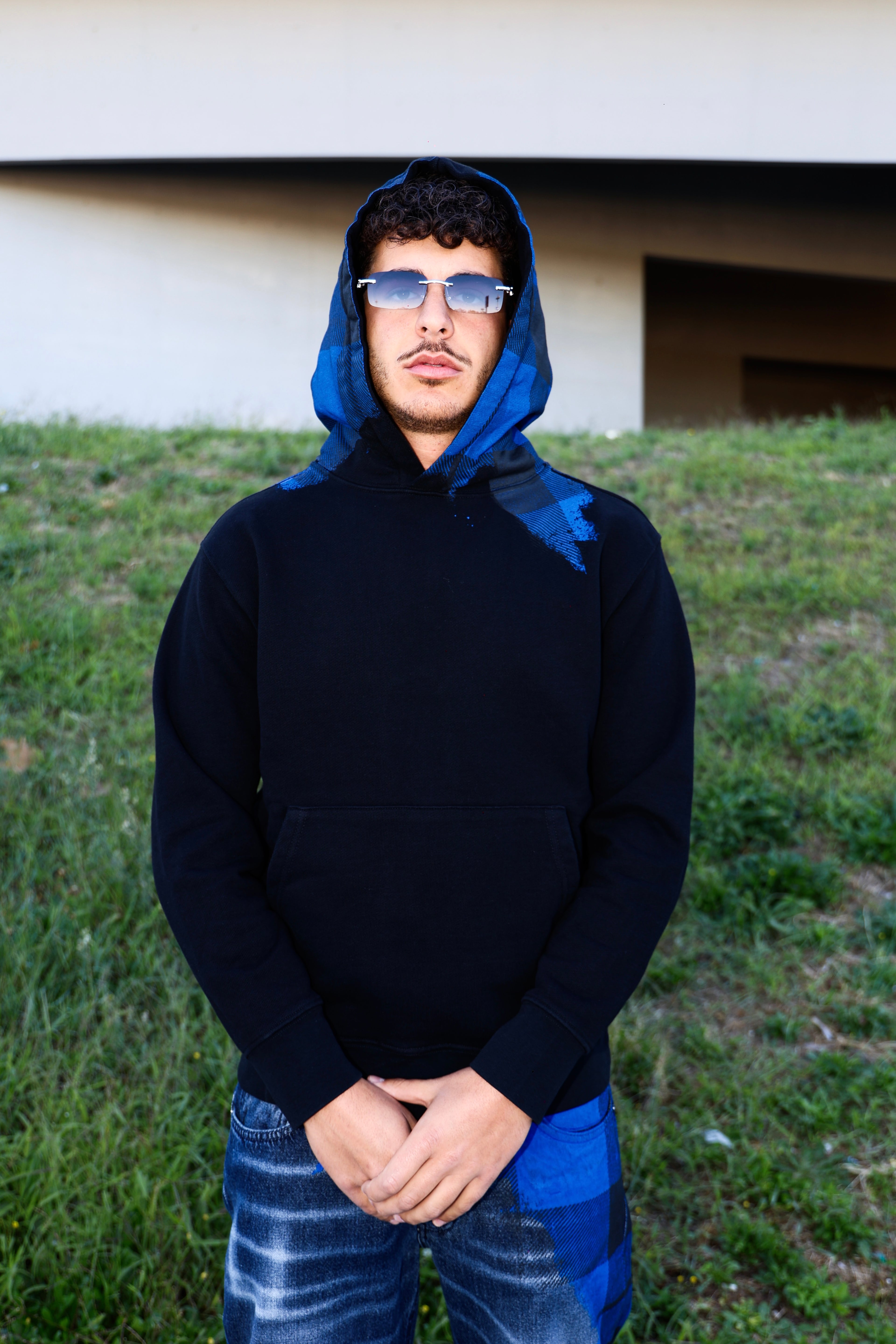 FELPA SOLDIER CAPP. STAMPA QUADRI