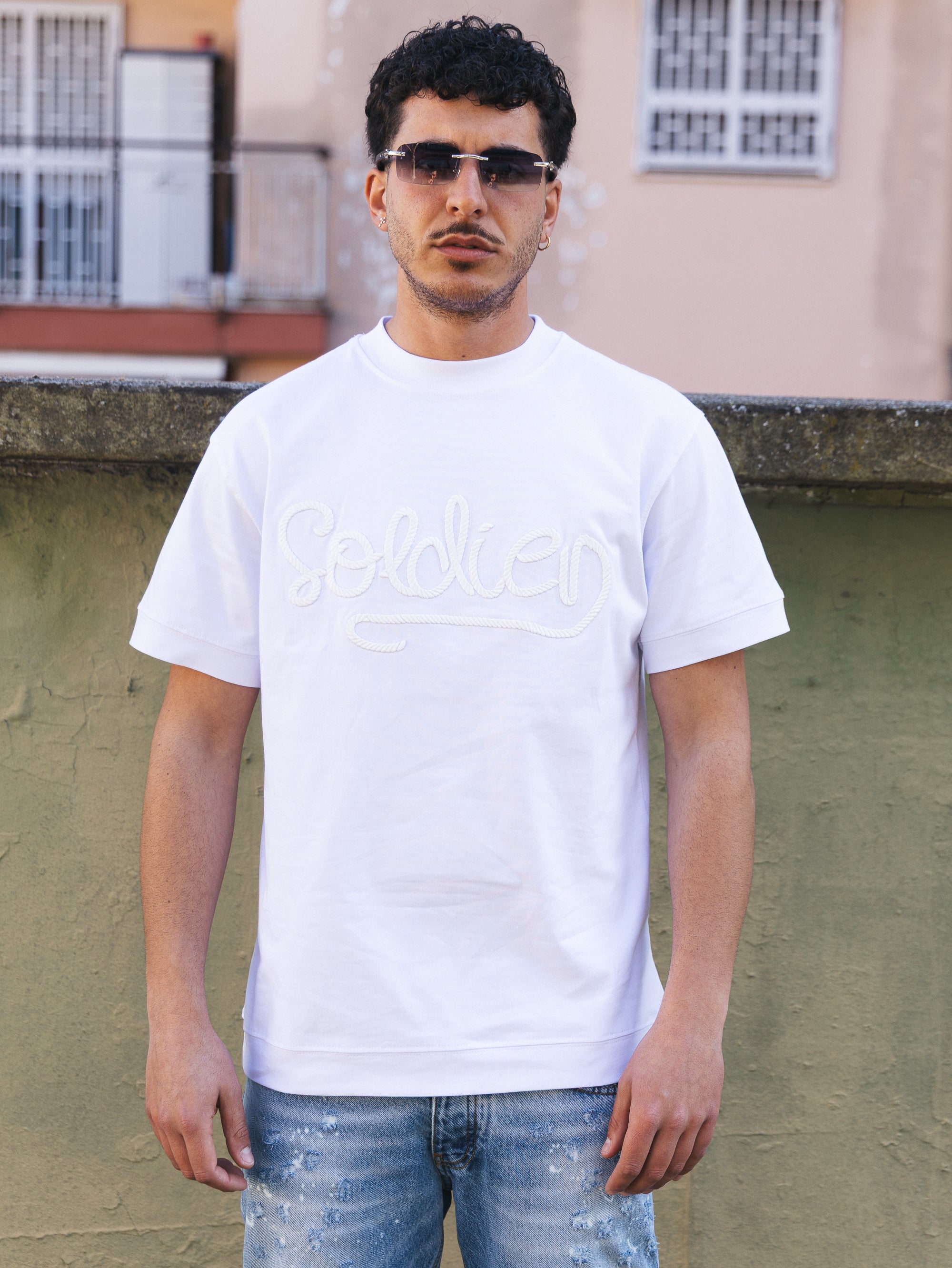 T-SHIRT SOLDIER LUREX BIANCA