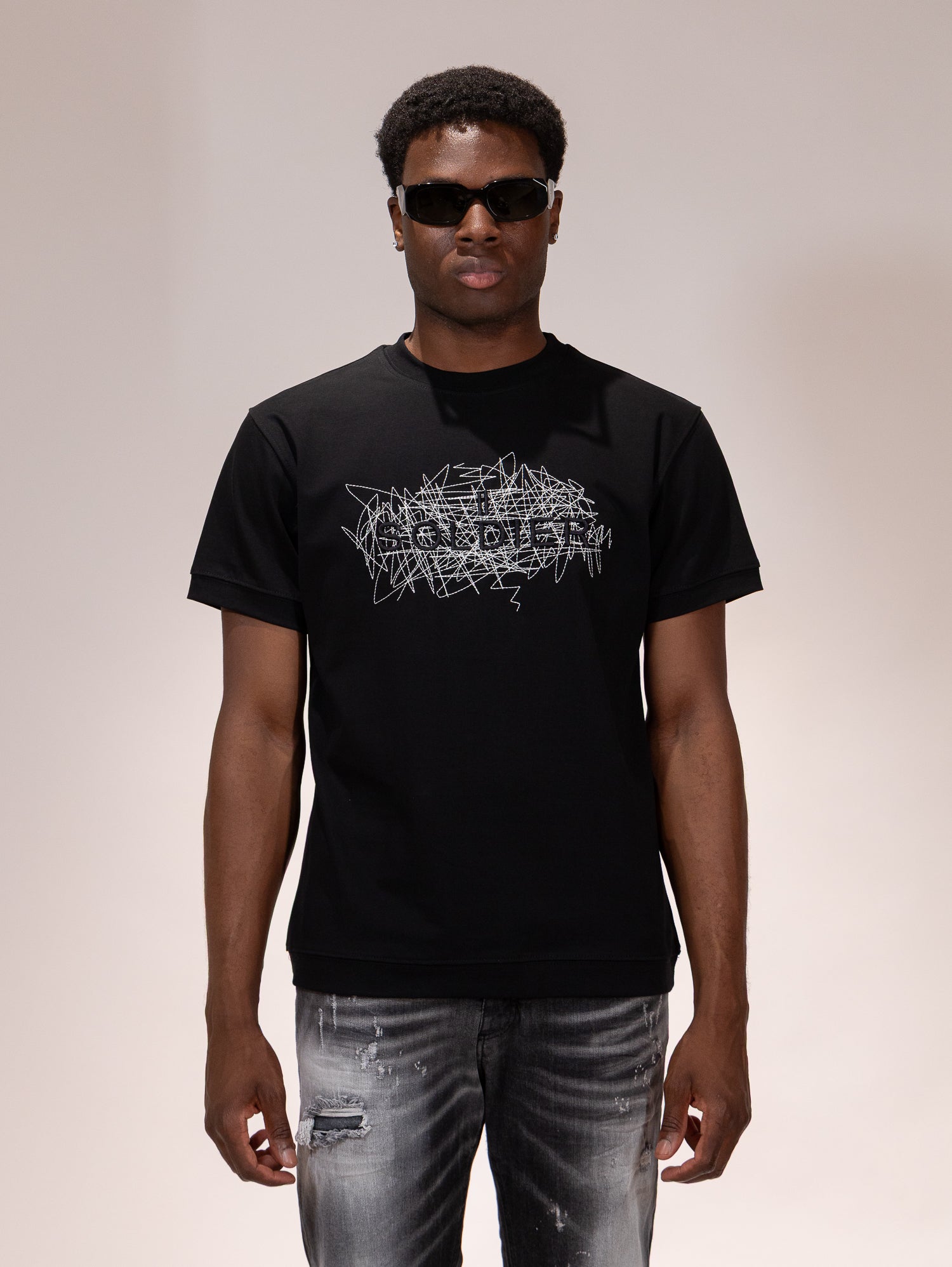 T-SHIRT SOLDIER ZIG ZAG NERA